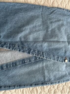 Zara Light Blue Denim Midi Skirt